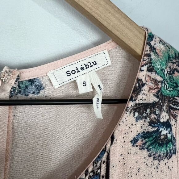 Soieblu Pink Long Sleeve Dress With Blue/Green Floral Pattern - Picture 2 of 8